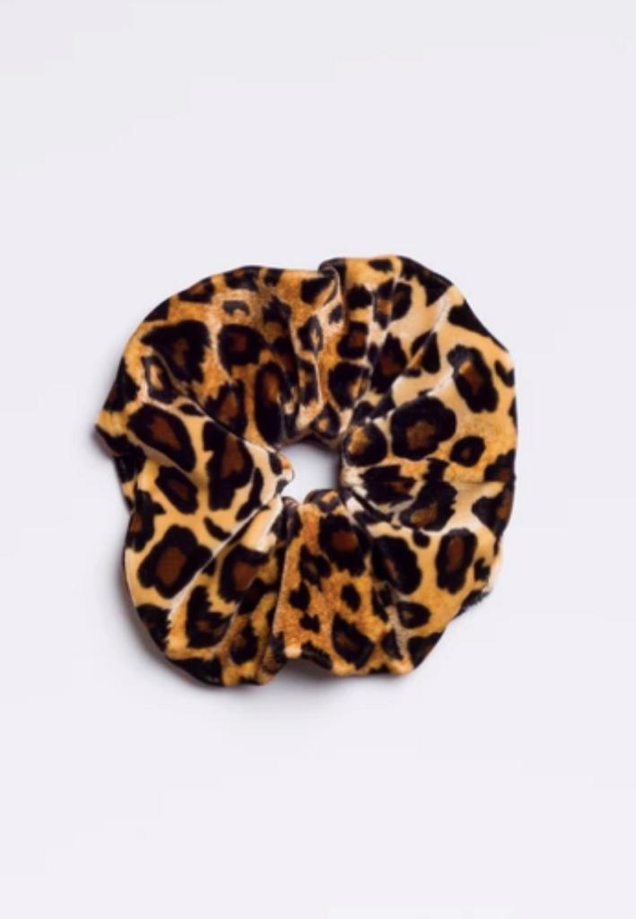  Leopard Velvet Hair Scrunchy - Large : Beauty & Personal Care